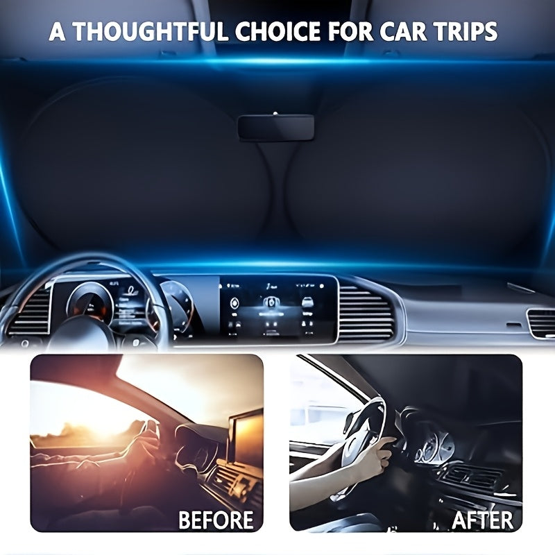 Funny Chicken Car Windshield Visor with Storage Bag, Visor Collapsible Front Window Guard Visor Is Suitable for In-car Sun Protection, Anti-peeping, Keep The Vehicle Cool And Protect The Interior