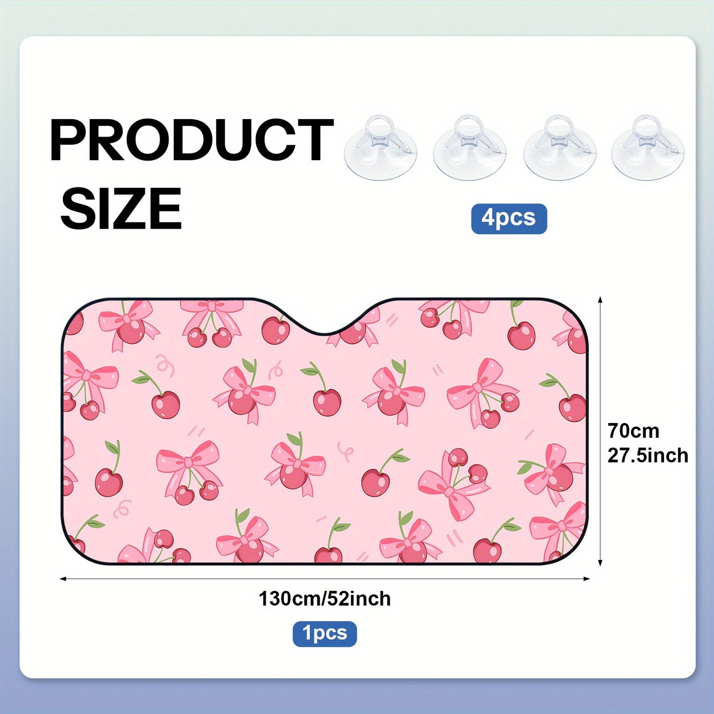 Sun Protection, 1pc-Windshield Sunshades, Pink Cherries And Bows Pattern The Pattern Design, Foldable, Car Interior Protection, Suitable for Most Car, SUV And Truck Windshield Sunshades, The Perfect Gift for a Friend