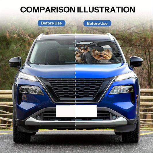 Sun Protection, 1pc-Sunshades-Windshield Sunshades, Yorkies in Car with Playful Attire The Pattern Design, Foldable, Car Interior Protection, Suitable for Most Car, SUV And Truck Windshield Sunshades, Gifts Suitable for Dog Lovers