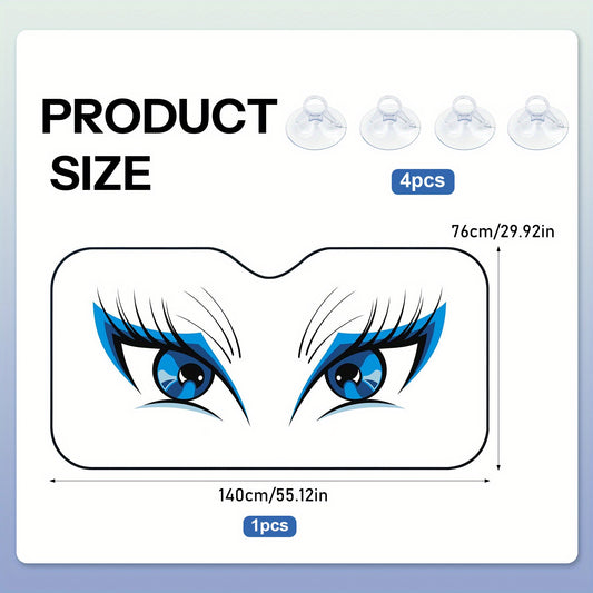 Sun Protection, 1pc Eye-Pattern Windshield Sunshade for Car, Foldable, Easy to Install, Universal, UV Protection And Heat Dissipation, Automotive-Interior Accessories