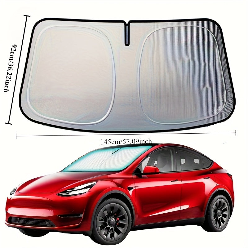 Dual-Layer Titanium Alloy Water-Spun Cotton Sunshade for Front Windshield & Interior Windows - UV Heat-Blocking, Foldable Privacy Curtain with Retractable Frame, Universal Cooling Accessory for Cars & SUVs