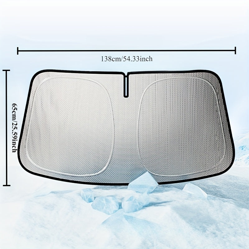 Dual-Layer Titanium Alloy Water-Spun Cotton Sunshade for Front Windshield & Interior Windows - UV Heat-Blocking, Foldable Privacy Curtain with Retractable Frame, Universal Cooling Accessory for Cars & SUVs