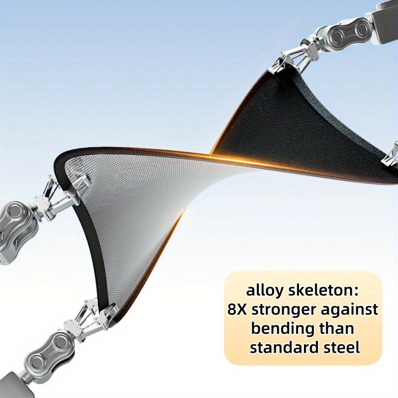 Dual-Layer Titanium Alloy Water-Spun Cotton Sunshade for Front Windshield & Interior Windows - UV Heat-Blocking, Foldable Privacy Curtain with Retractable Frame, Universal Cooling Accessory for Cars & SUVs