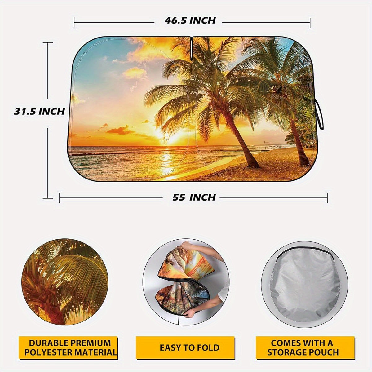 Car Windshield Sun Shade - Reflector Sunshade Offers Ultimate Protection for Car Interior, Cool Reflective Sun Blocker Fits Small Sedans, Mini SUVs