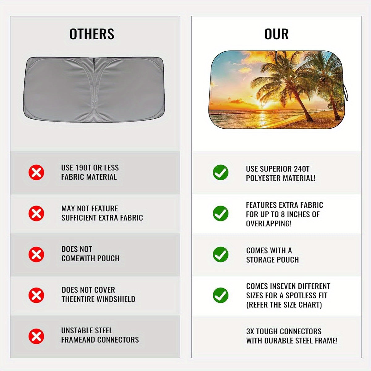 Car Windshield Sun Shade - Reflector Sunshade Offers Ultimate Protection for Car Interior, Cool Reflective Sun Blocker Fits Small Sedans, Mini SUVs