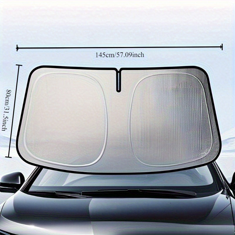 Dual-Layer Titanium Alloy Water-Spun Cotton Sunshade for Front Windshield & Interior Windows - UV Heat-Blocking, Foldable Privacy Curtain with Retractable Frame, Universal Cooling Accessory for Cars & SUVs