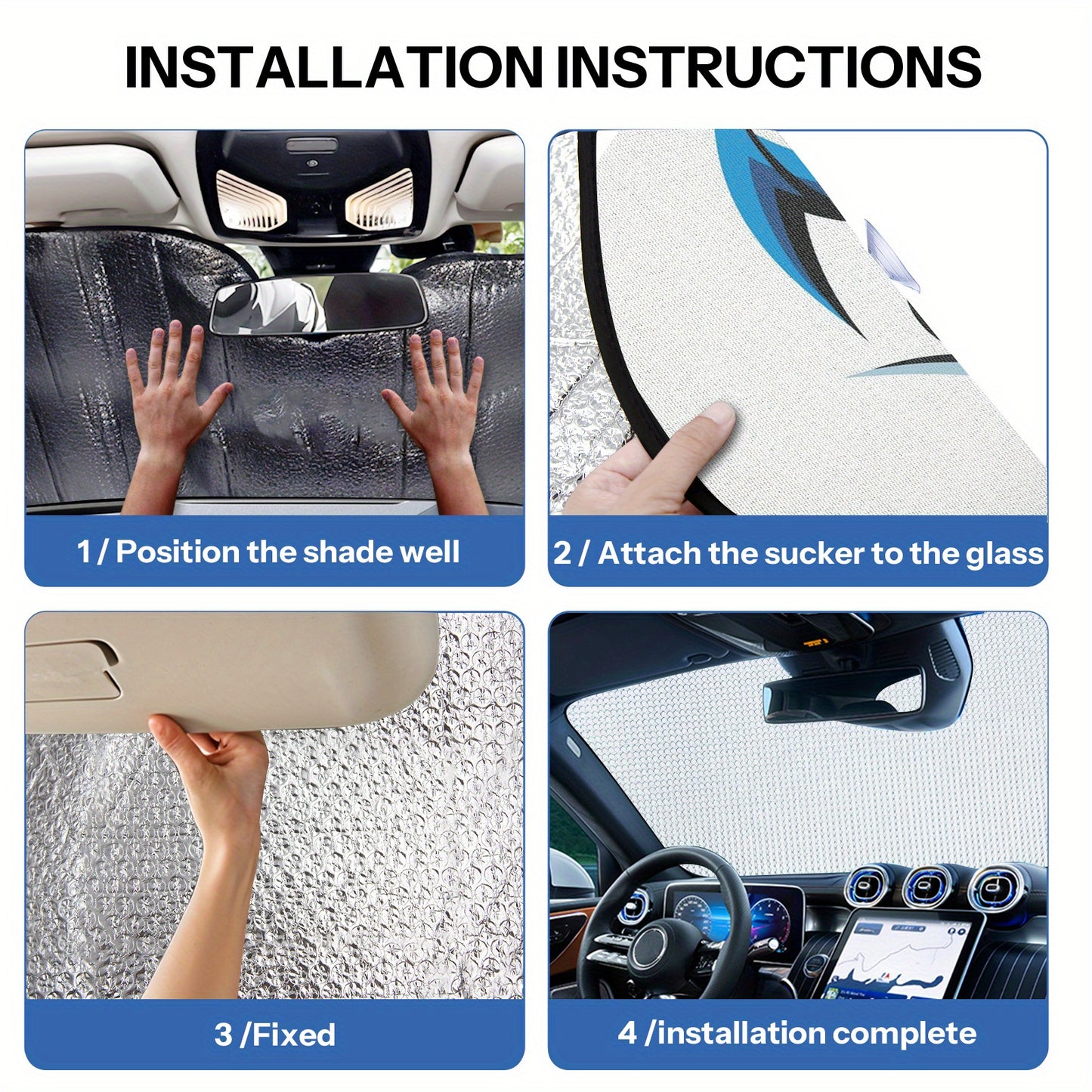 Sun Protection, 1pc Eye-Pattern Windshield Sunshade for Car, Foldable, Easy to Install, Universal, UV Protection And Heat Dissipation, Automotive-Interior Accessories