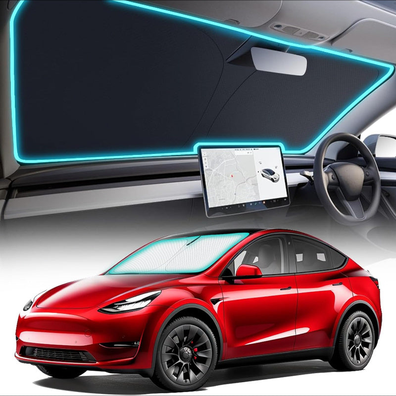 Dual-Layer Titanium Alloy Water-Spun Cotton Sunshade for Front Windshield & Interior Windows - UV Heat-Blocking, Foldable Privacy Curtain with Retractable Frame, Universal Cooling Accessory for Cars & SUVs