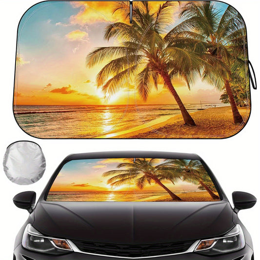 Car Windshield Sun Shade - Reflector Sunshade Offers Ultimate Protection for Car Interior, Cool Reflective Sun Blocker Fits Small Sedans, Mini SUVs