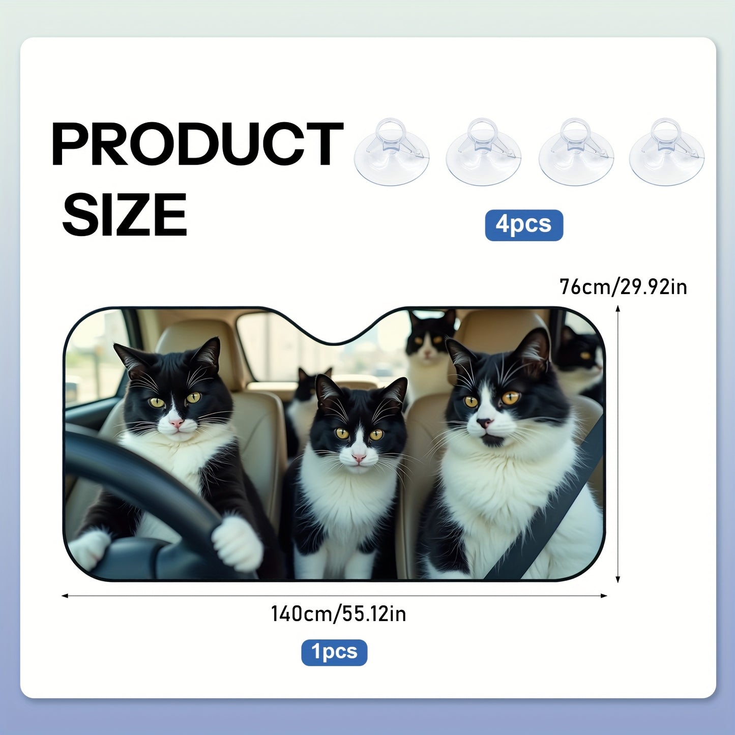 1pc Cat-Themed Windshield Sunshade - Foldable Car Sunshade with Surprise Cat Pattern, UV Protection & Heat Dissipation, Easy Installation for All Vehicles, Heat Dissipation Shade | Cat Lover Gift | Durable Sunshade